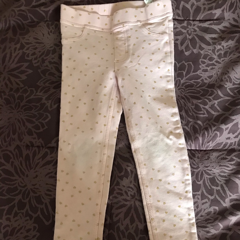 5-6Y Light Pink w Gold Heart Jeggings